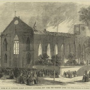 Art Print : 1801, The Ruins of St. Patrick's Roman Catholic Cathedral, New York, The Morning After The Fire - Vintage Wall Art